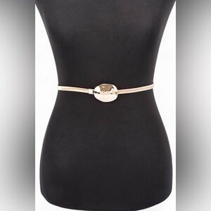 Metallic Oval Metal Waist Statement Belt (Gold or Silver)